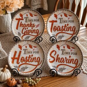 222 Fifth Thanksgiving Salad Plates (PTS) Set Of 4 Discontinued Holiday Set